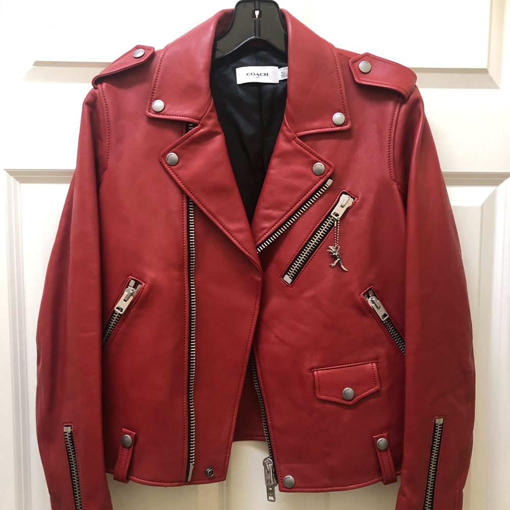 Brand new red Coach Moto jacket size 6
